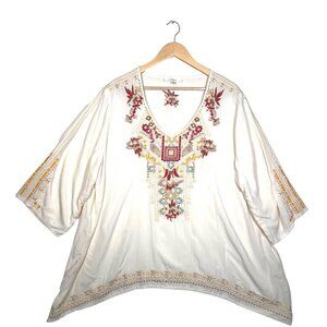 Solitaire Embroidered Lagen look Tunic High Low sz 2X‎